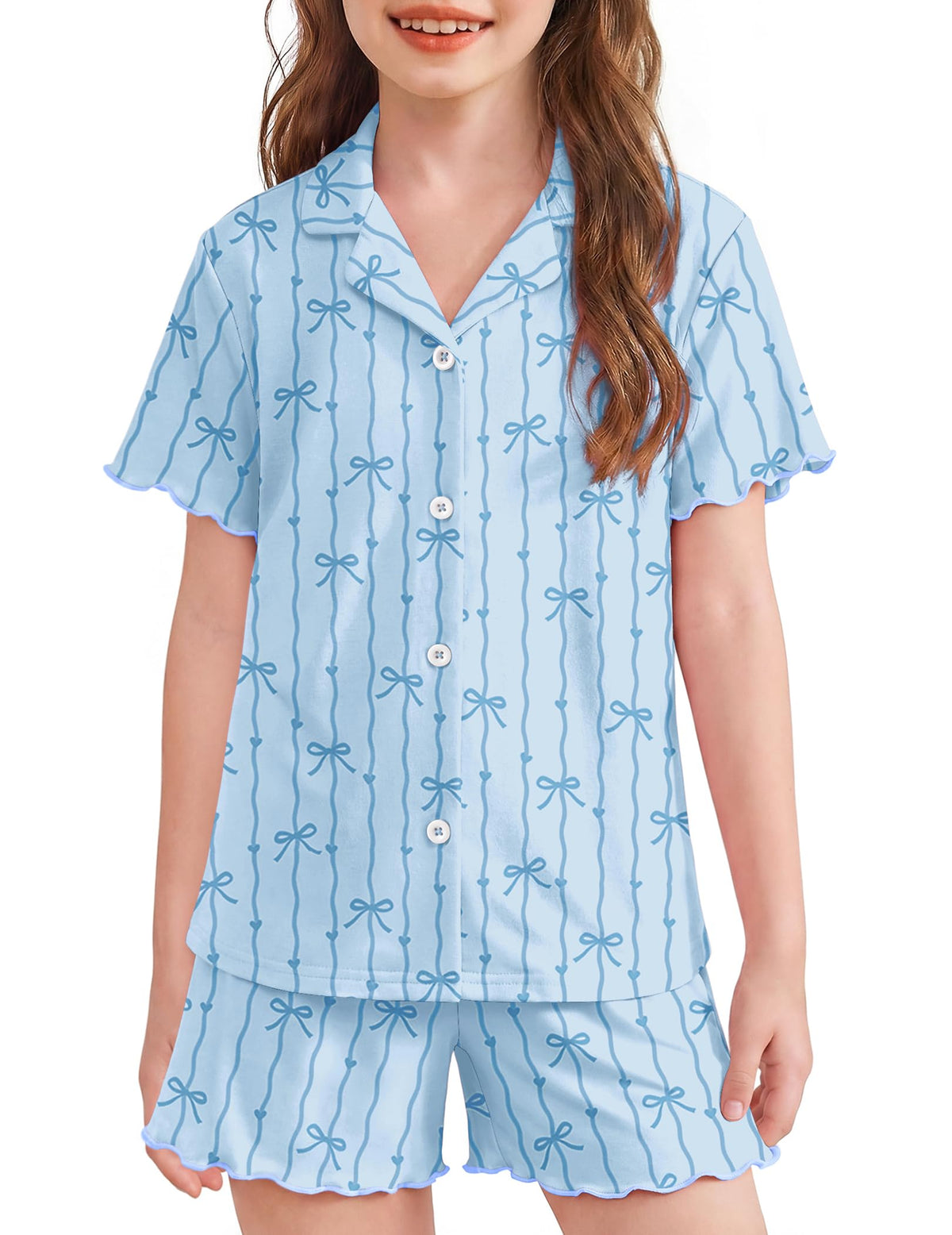 Arshiner Girls Pajamas Button Down Short Set Cute Pjs Soft Sleepwear