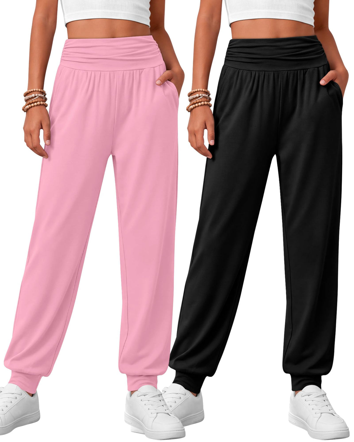 2 Pack Girls' Joggers with Pockets