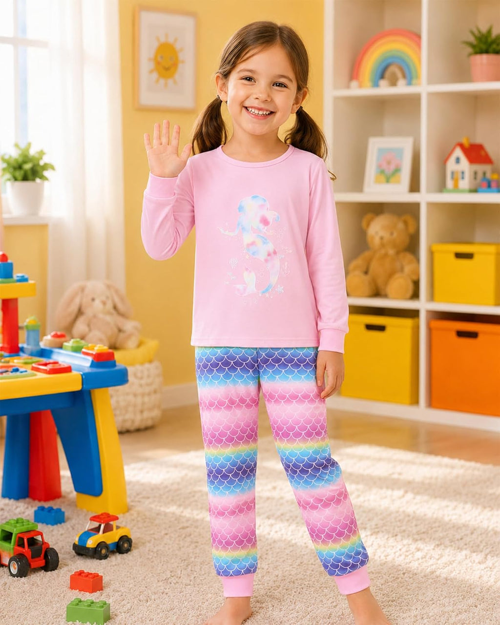 Mikrdoo Girls 2-Piece Pajamas Set Soft Long Sleeve Sleepwear 4-12 Years