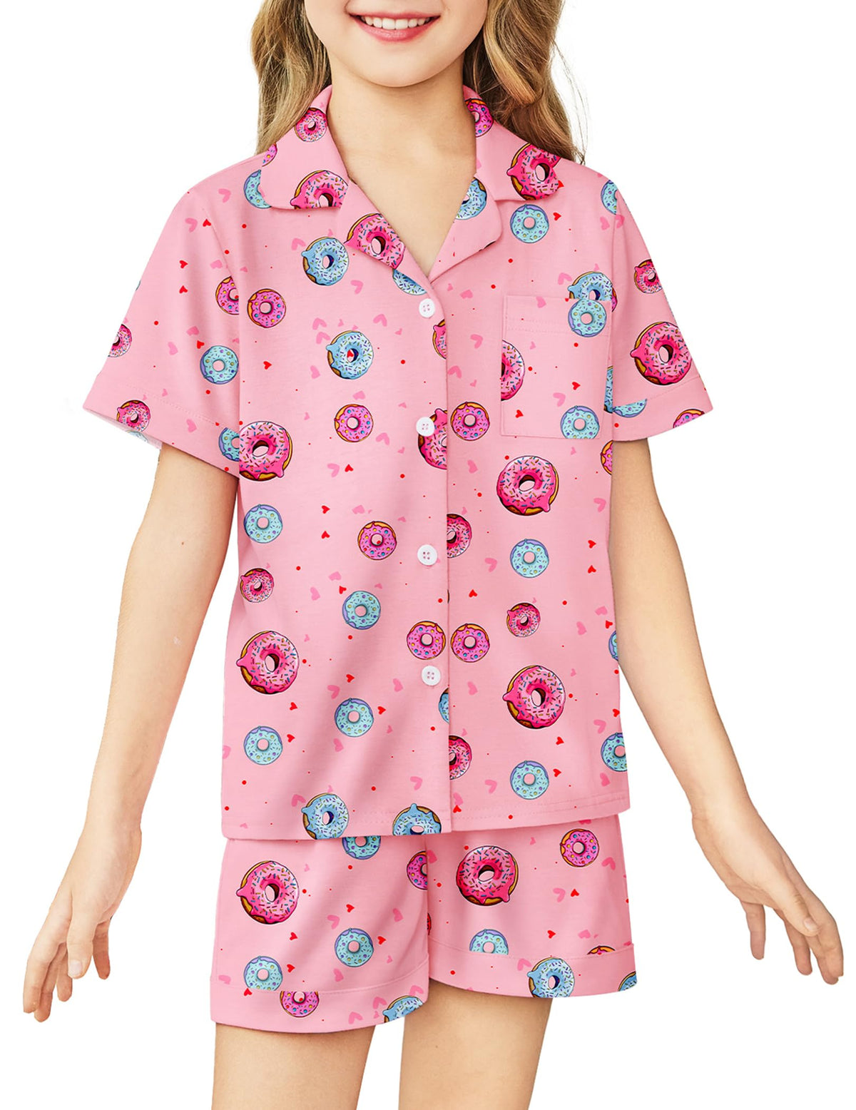 Arshiner Girls Pajamas Sets Short Sleeve Kids Pjs Button Down Sleepwear