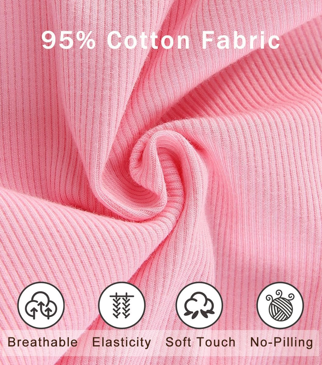 4 Pack Girls Flare Leggings Ribbed Cotton Pants Bell Bottoms