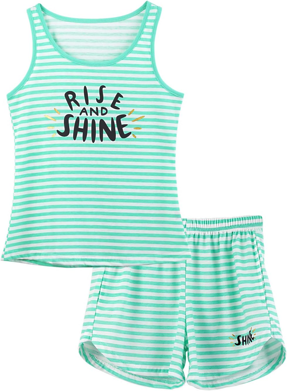 Cozchique Girls Soft Striped Summer Tank Top & Shorts Pajama Set Sizes 6-18