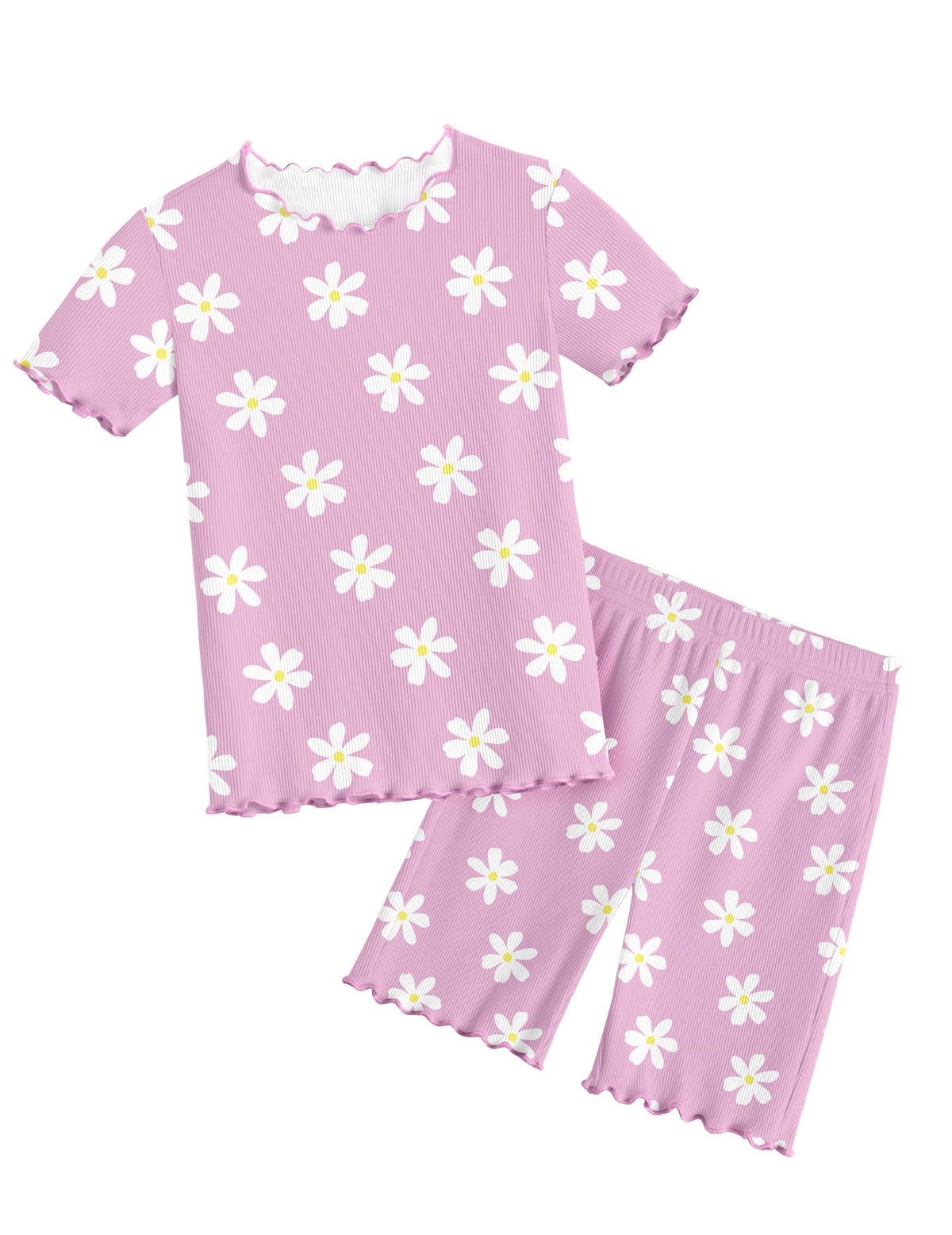 Arshiner Girls Pajamas Lettuce Loungewear Snug Fit Pjs Set Kids Sleepwear