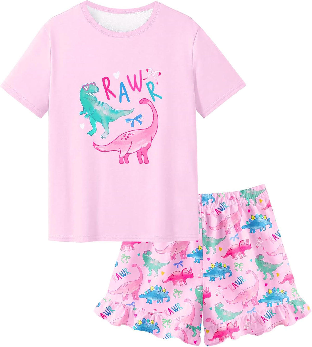 Sylfairy Girls Pajamas Summer Toddler Girl Pajamas Sets Short Sleeve Girls' Cute Sleepwear Pjs