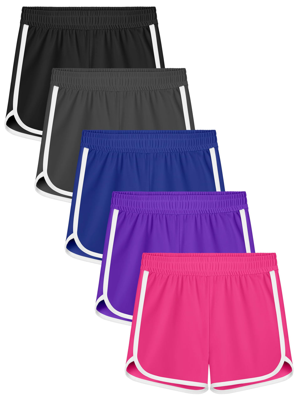 Resinta 5 Packs Toddler Girls Athletic Shorts Quick Dry Soccer Sports Short