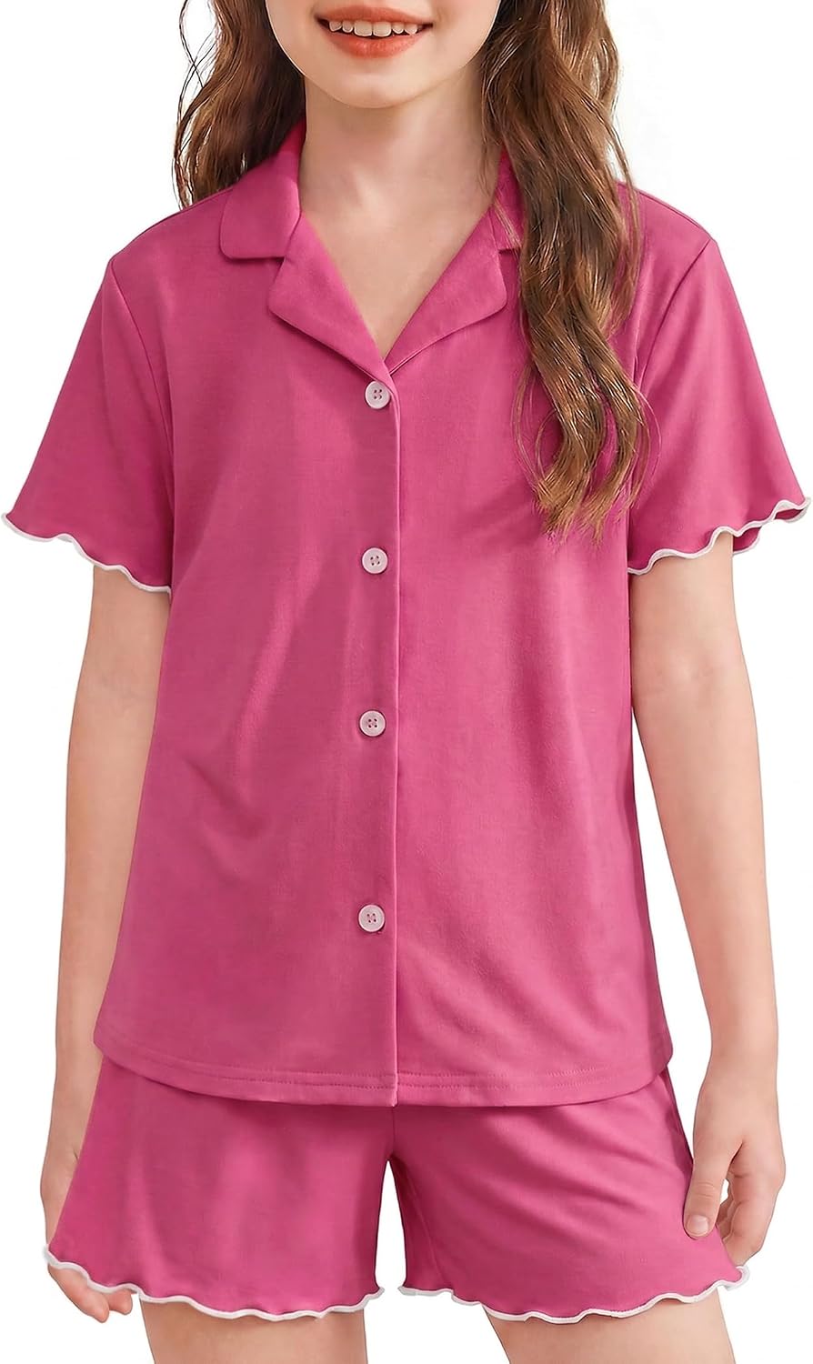 Arshiner Girls Pajamas Button Down Short Set Cute Pjs Soft Sleepwear