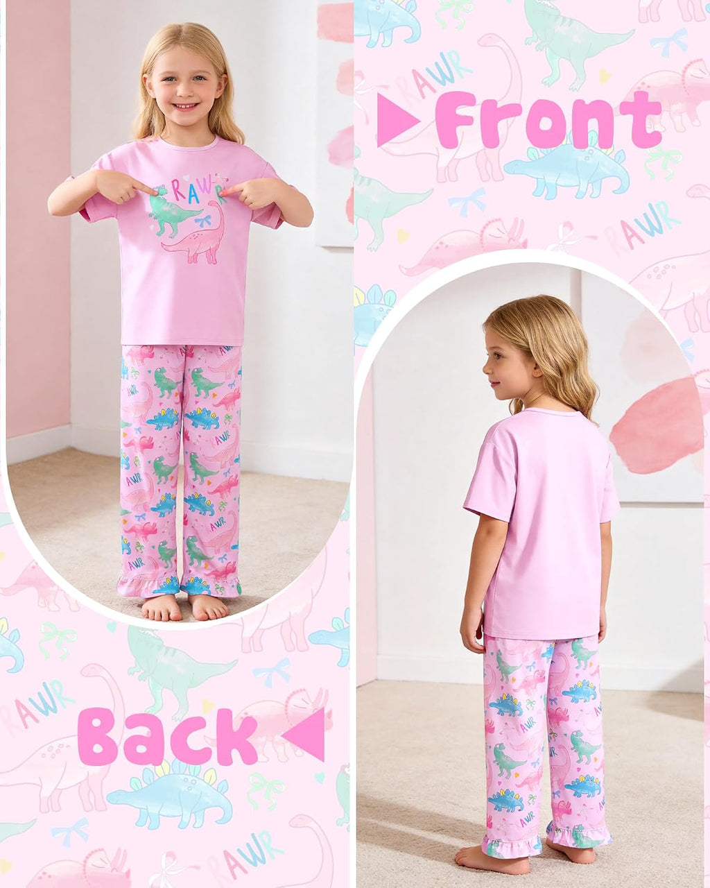 Sylfairy Girls Pajamas Summer Toddler Girl Pajamas Sets Short Sleeve and Pants Girls' Cute Sleepwear Pjs