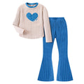 Tween Girls Clothes Ribbed Knit Color Block Long Sleeve Shirt and Flare Pants Fall Outfits Size 6-12