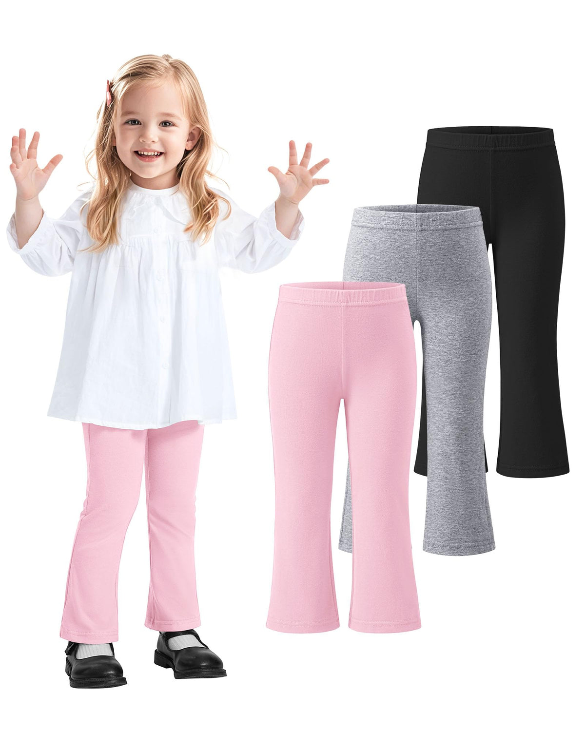 3 Pack Baby Girls Flare Leggings Toddler Bell Bottoms Pants Infant Girl Soft Cotton Clothes Size 18M-5T
