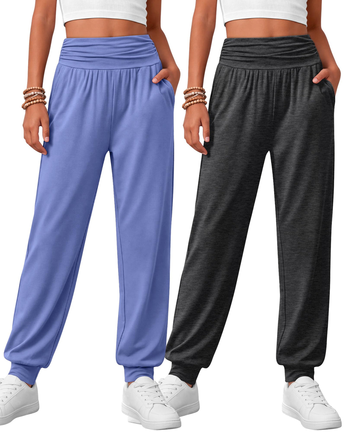 2 Pack Girls' Joggers with Pockets