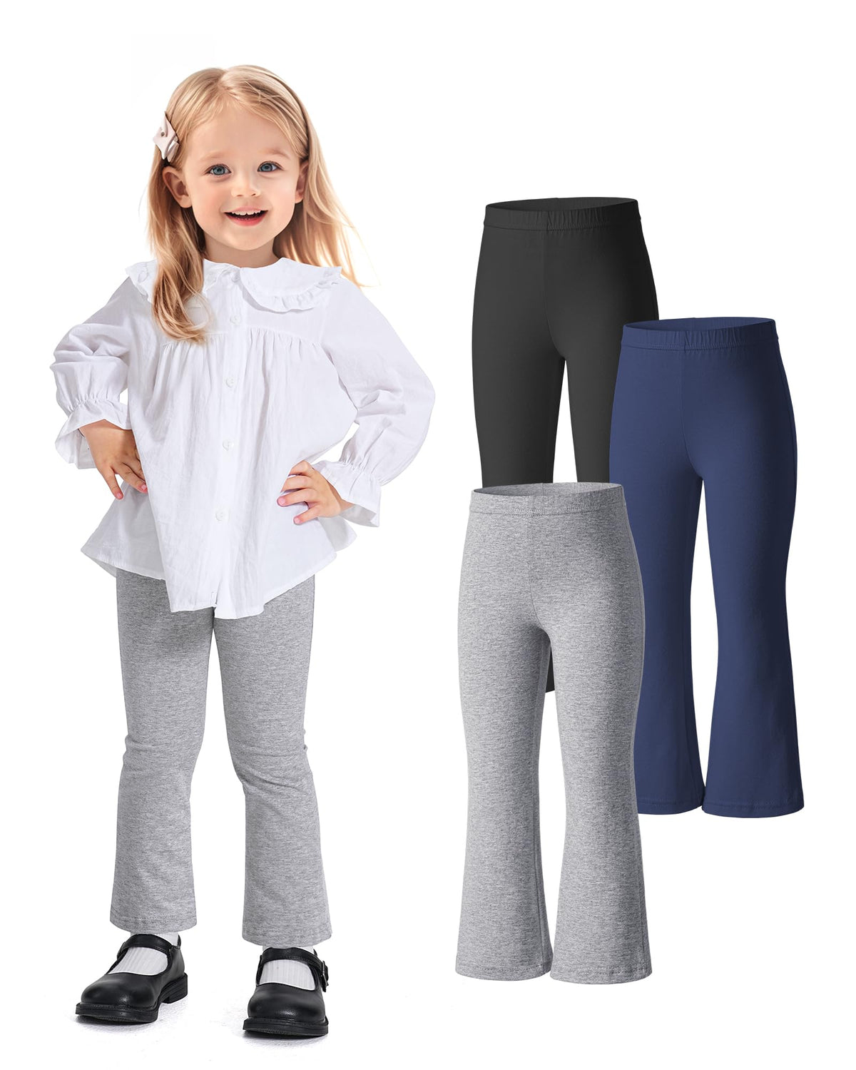Witwot 3 Pack Baby Girls Flare Pants Cotton Toddler Bell Bottom Leggings