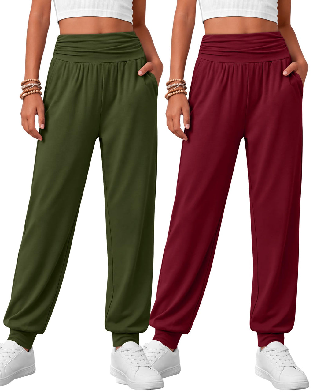2 Pack Girls' Joggers with Pockets