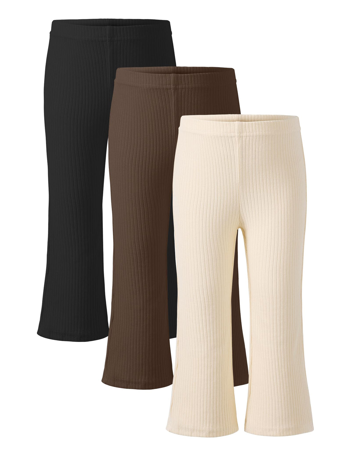 3 Pack Toddler Girl Flare Pants Baby Girls Ribbed Leggings Infant Bell Bottoms Clothes Size 18M-5T