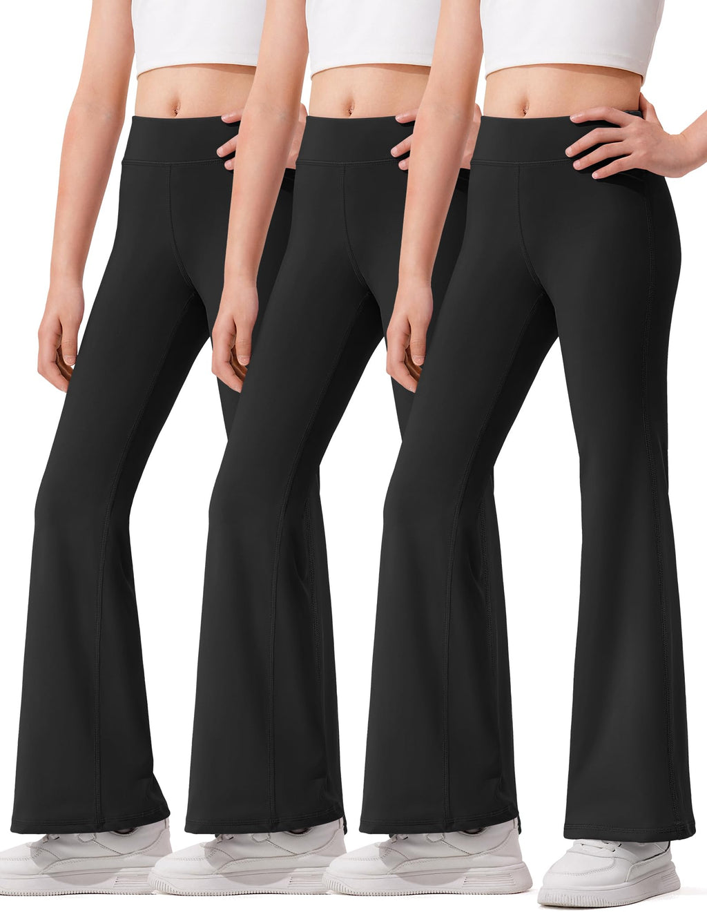 HASMES 3 Pack Girls Flare Leggings Kids Bell Bottom Dance Yoga Pants