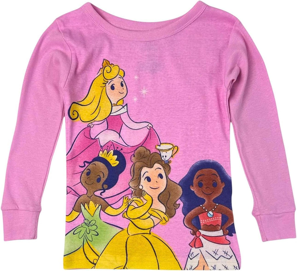 Disney Girls' 4-piece Snug-fit Cotton Matching Pajama Set, Soft & Cute for Kids