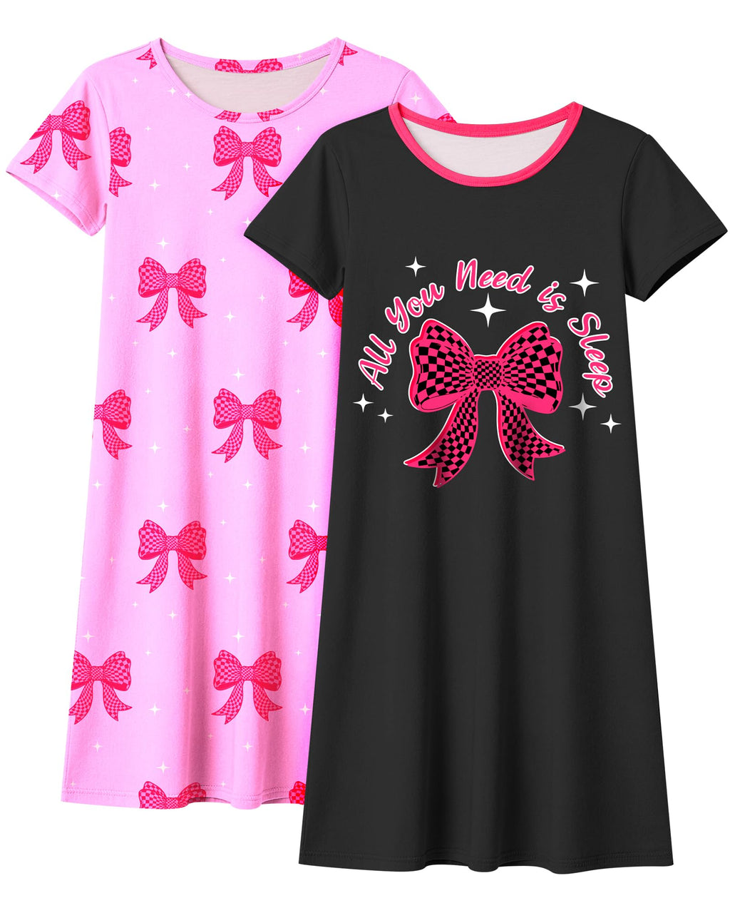Sylfairy 2Pcs Girls Nightgowns Kids Pajamas Princess Nightgown Dress Sleepwear for Toddler Little Girls Nightdress