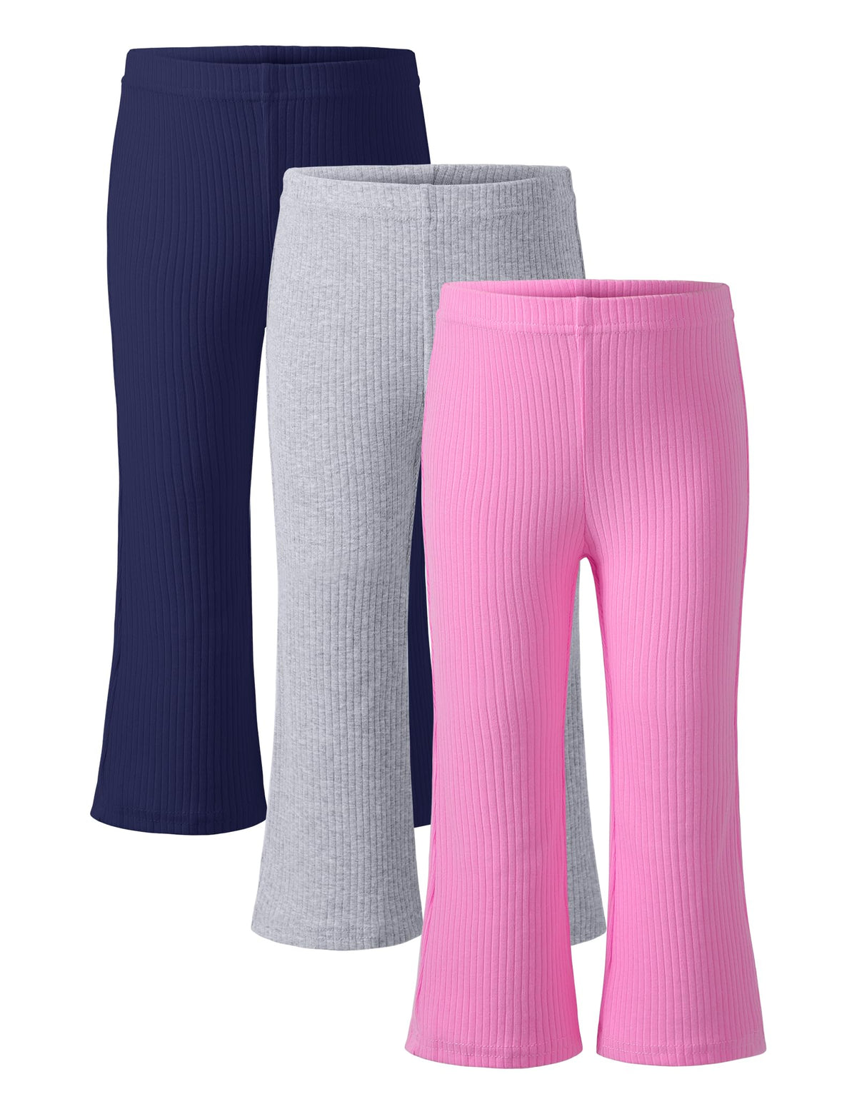 3 Pack Toddler Girl Flare Pants Baby Girls Ribbed Leggings Infant Bell Bottoms Clothes Size 18M-5T