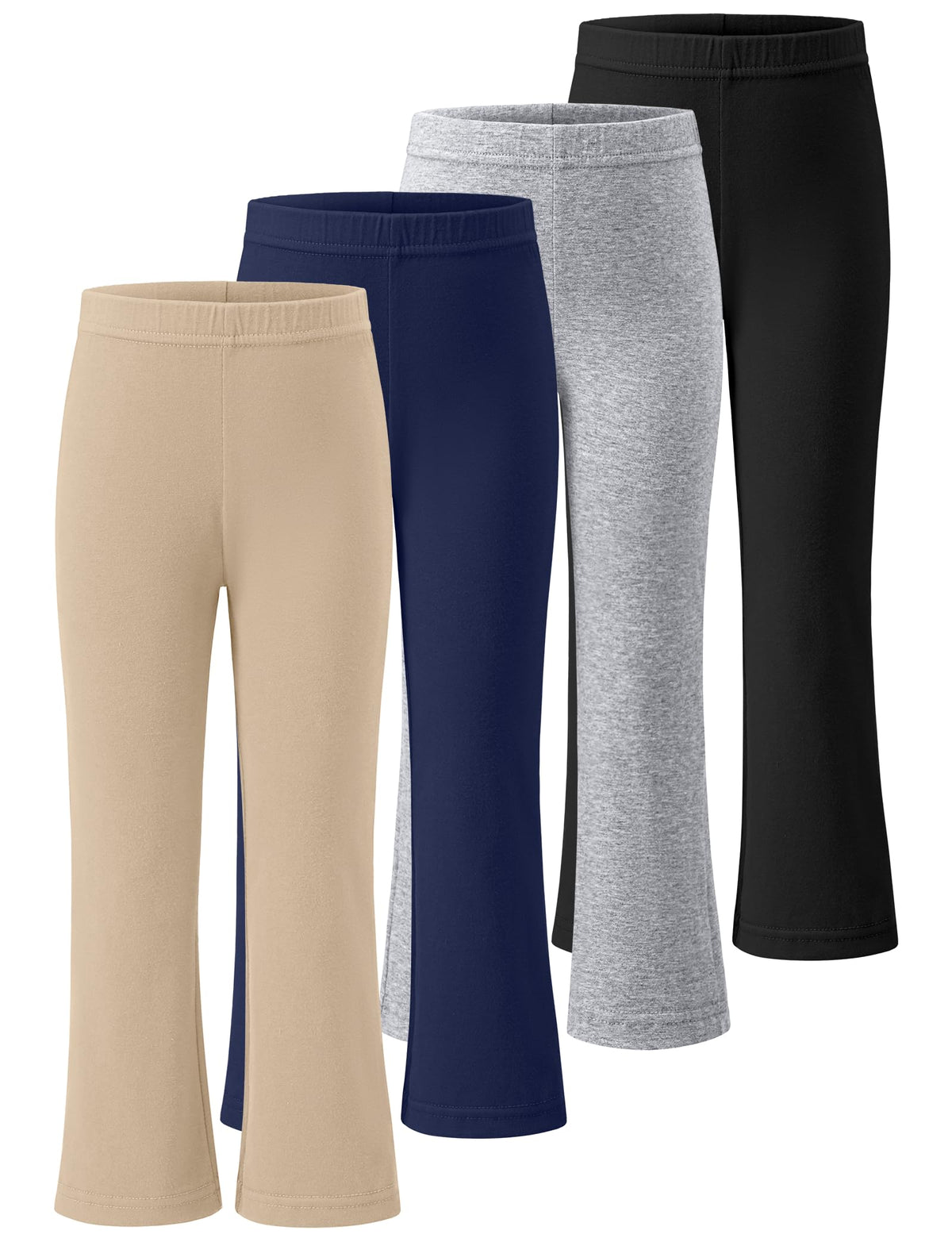 KEREDA 4 Pack Girls Flare Leggings School Uniform Pants Kids Bell Bottoms