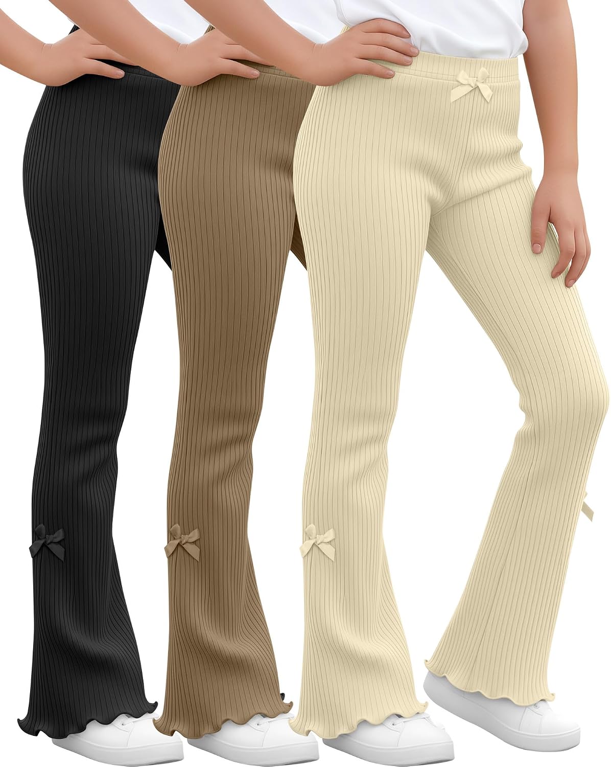 3 Pack Girls Flare Leggings Kids Bell Bottoms