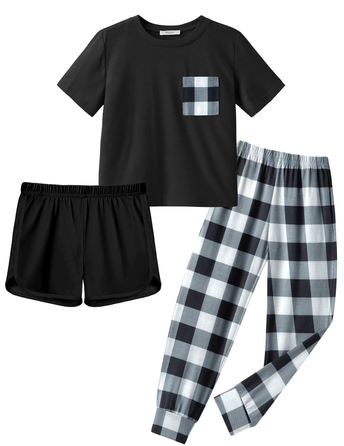 Arshiner Girls Clothes 3 Piece Outfits Short Sleeve Shirt Dolphin Shorts and Pant Sets Fashion Clothing with Pockets