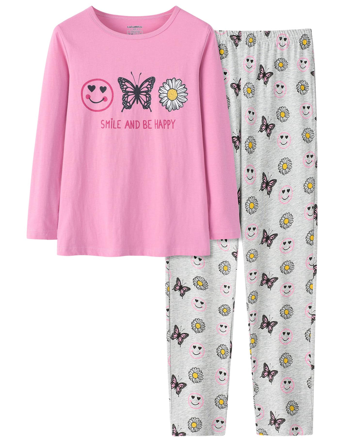 Pajamas for Girls Cute Cat Unicorn Long Sleeve and Pants PJS Set Big Kids Cotton Sleepwear Set Size 6-16