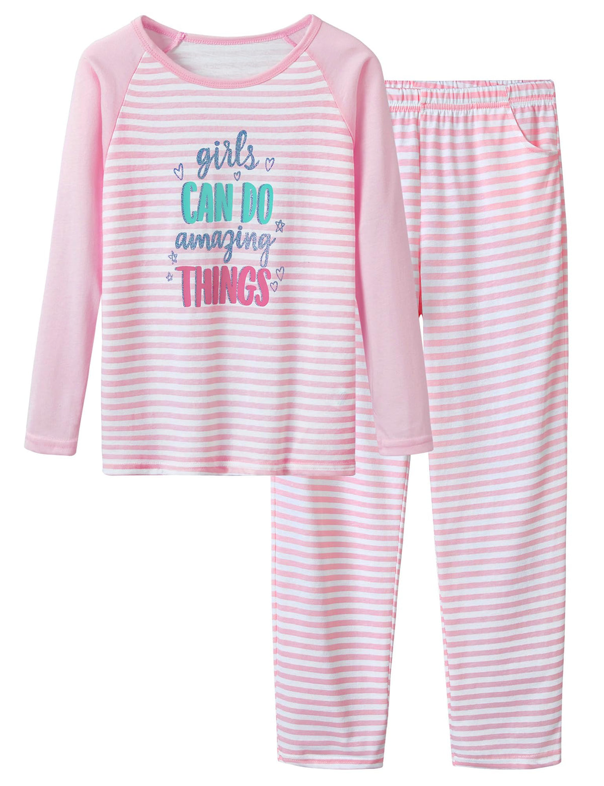 Cozchique Girls 2-Piece Adorable Cartoon Print Soft Pajama Set Size 6-18