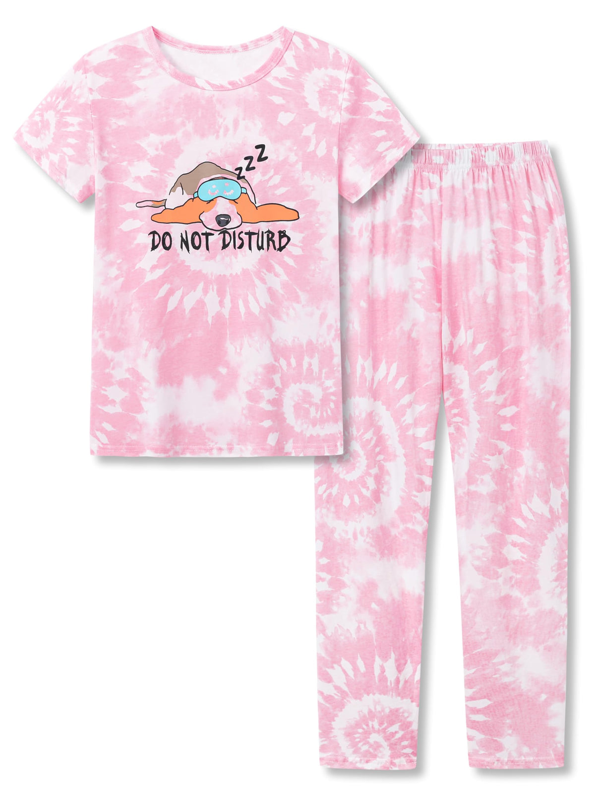 Beezizac Girls' 100% Cotton Pajama Set, Tie-Dye with Various Prints, 4T–18