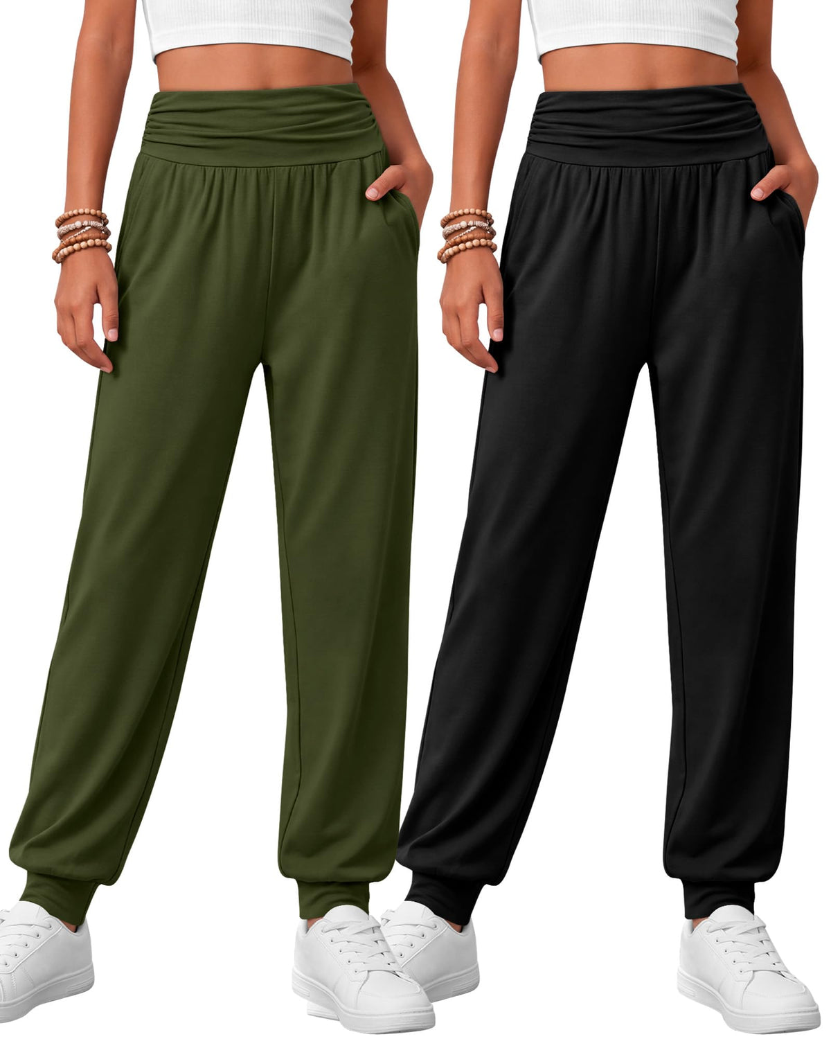 2 Pack Girls' Joggers with Pockets