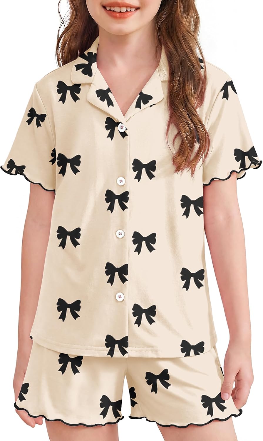 Arshiner Girls Pajamas Button Down Short Set Cute Pjs Soft Sleepwear