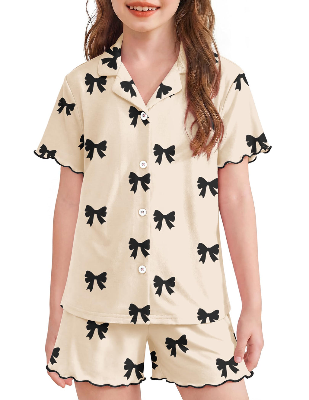 Arshiner Girls Pajamas Button Down Short Set Cute Pjs Soft Sleepwear