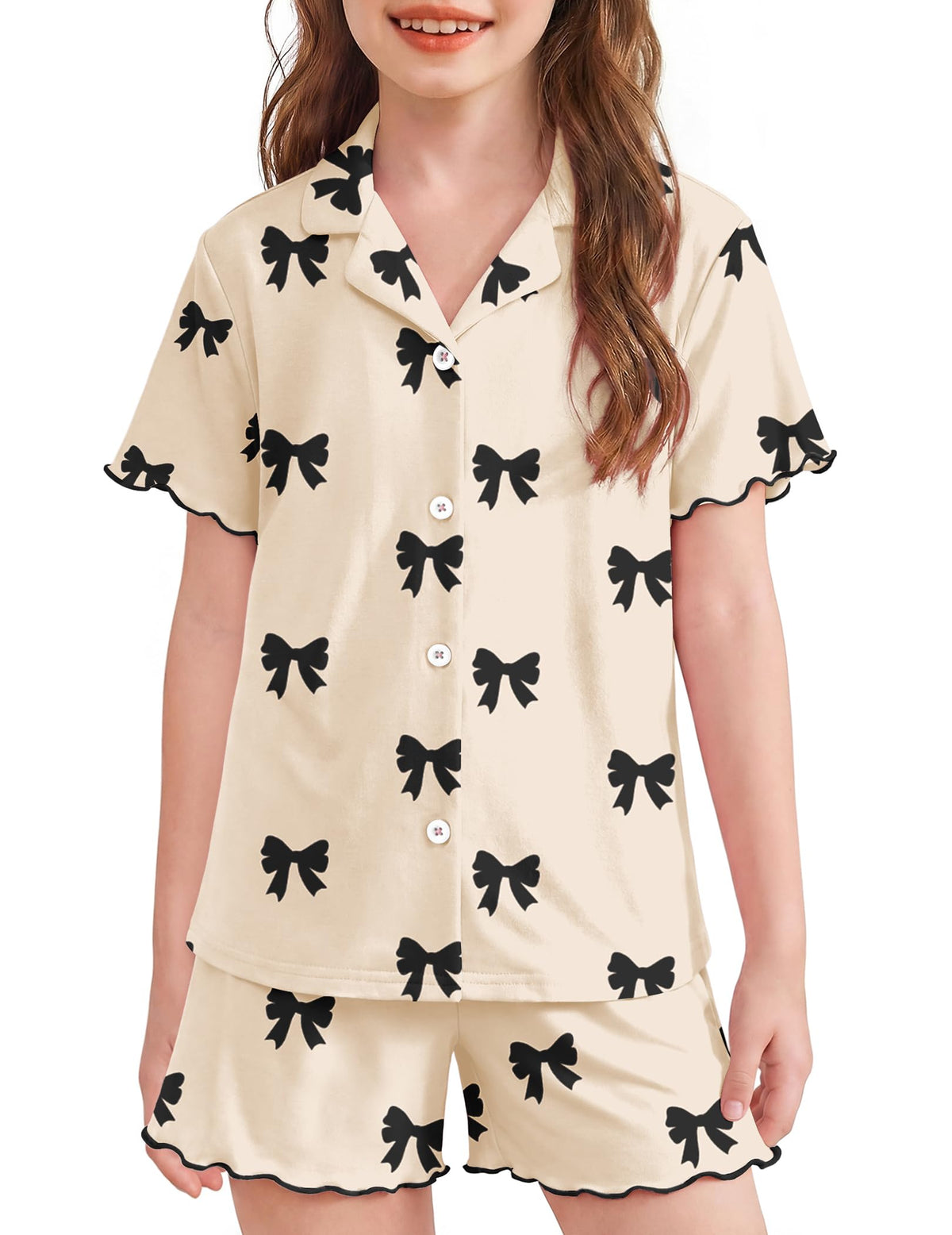 Arshiner Girls Pajamas Button Down Short Set Cute Pjs Soft Sleepwear