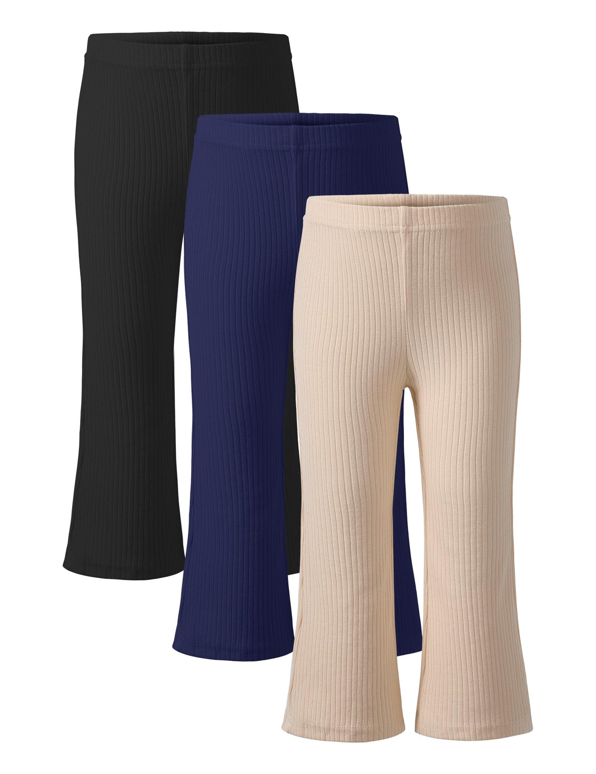 3 Pack Toddler Girl Flare Pants Baby Girls Ribbed Leggings Infant Bell Bottoms Clothes Size 18M-5T