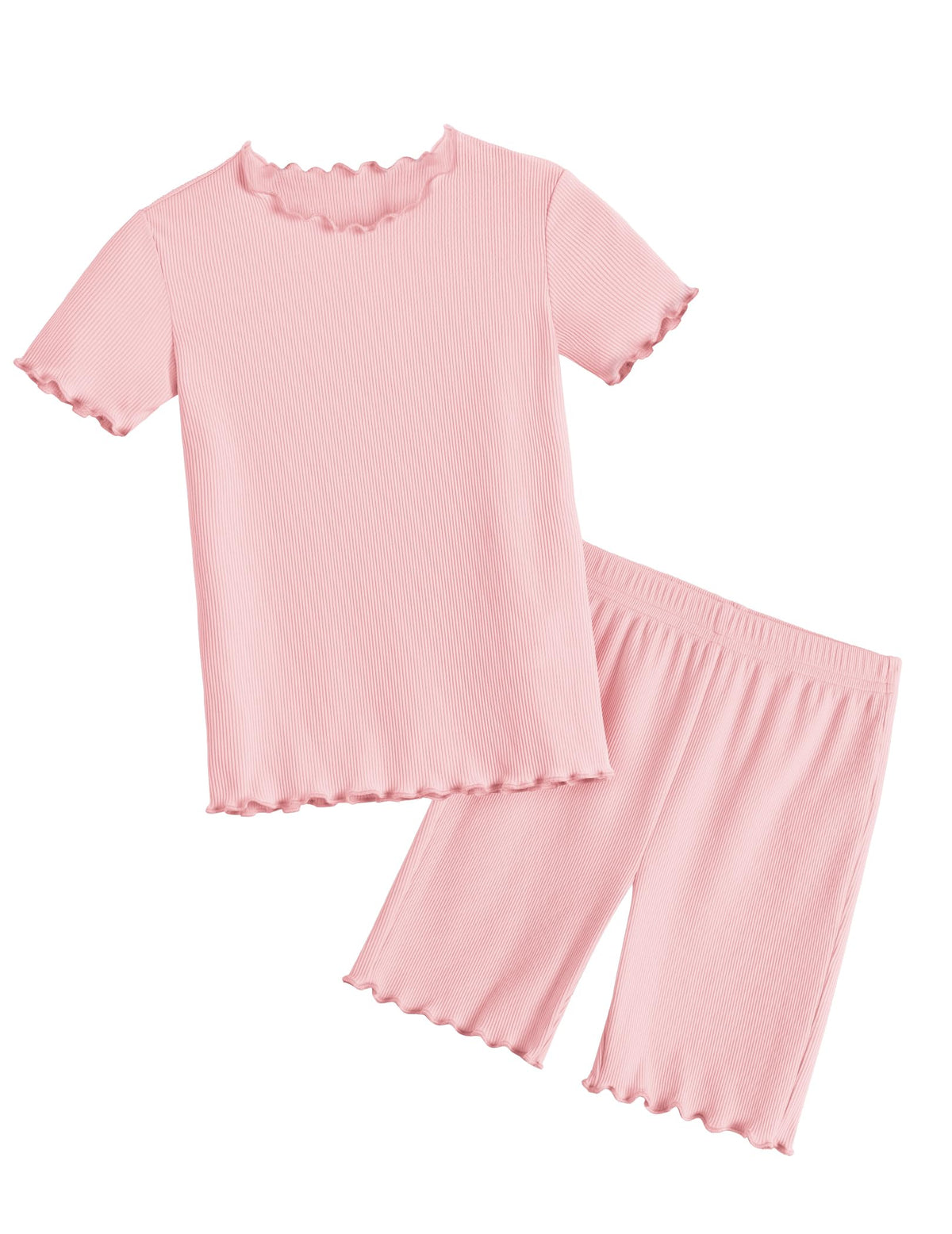Arshiner Girls Pajamas Lettuce Loungewear Snug Fit Pjs Set Kids Sleepwear