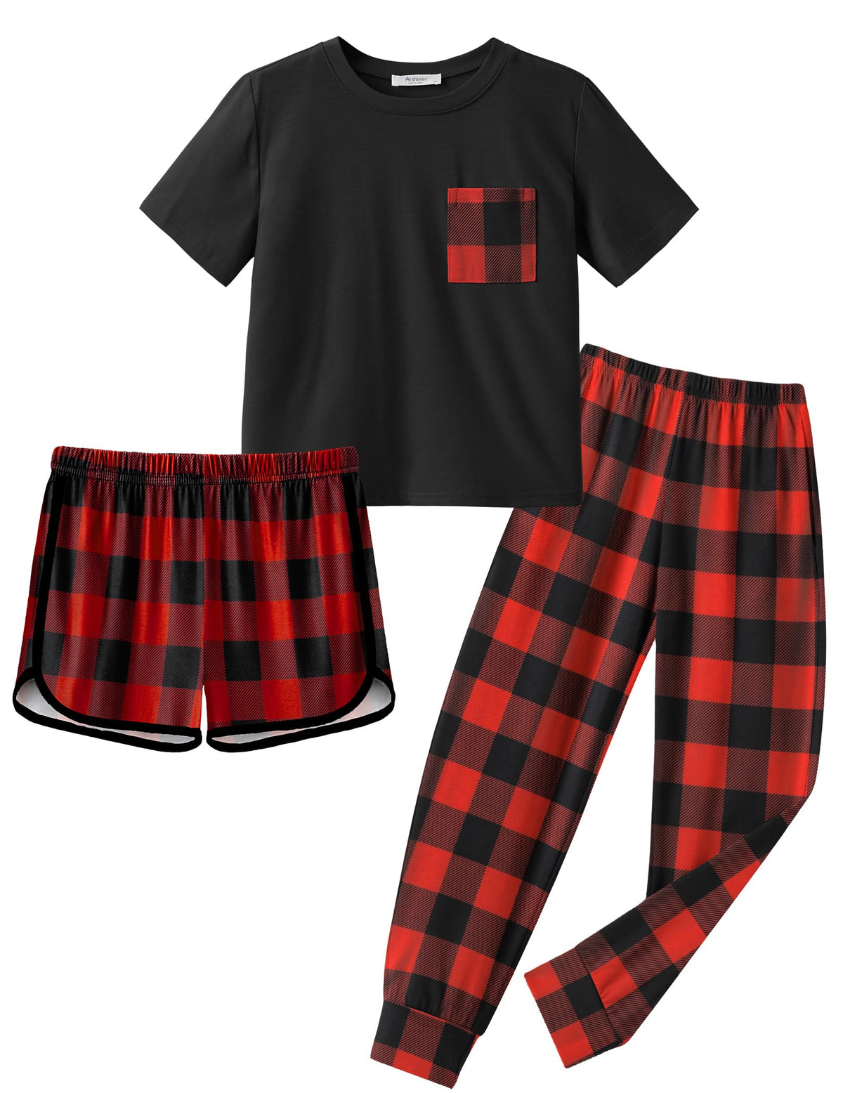 Arshiner Girls Clothes 3 Piece Outfits Short Sleeve Shirt Dolphin Shorts and Pant Sets Fashion Clothing with Pockets
