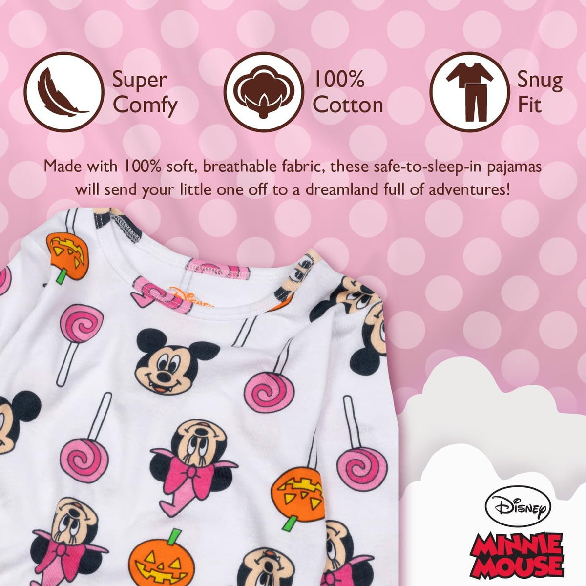 Disney Unisex Kids' 2-piece Snug-fit Cotton Holiday Matching Pajamas