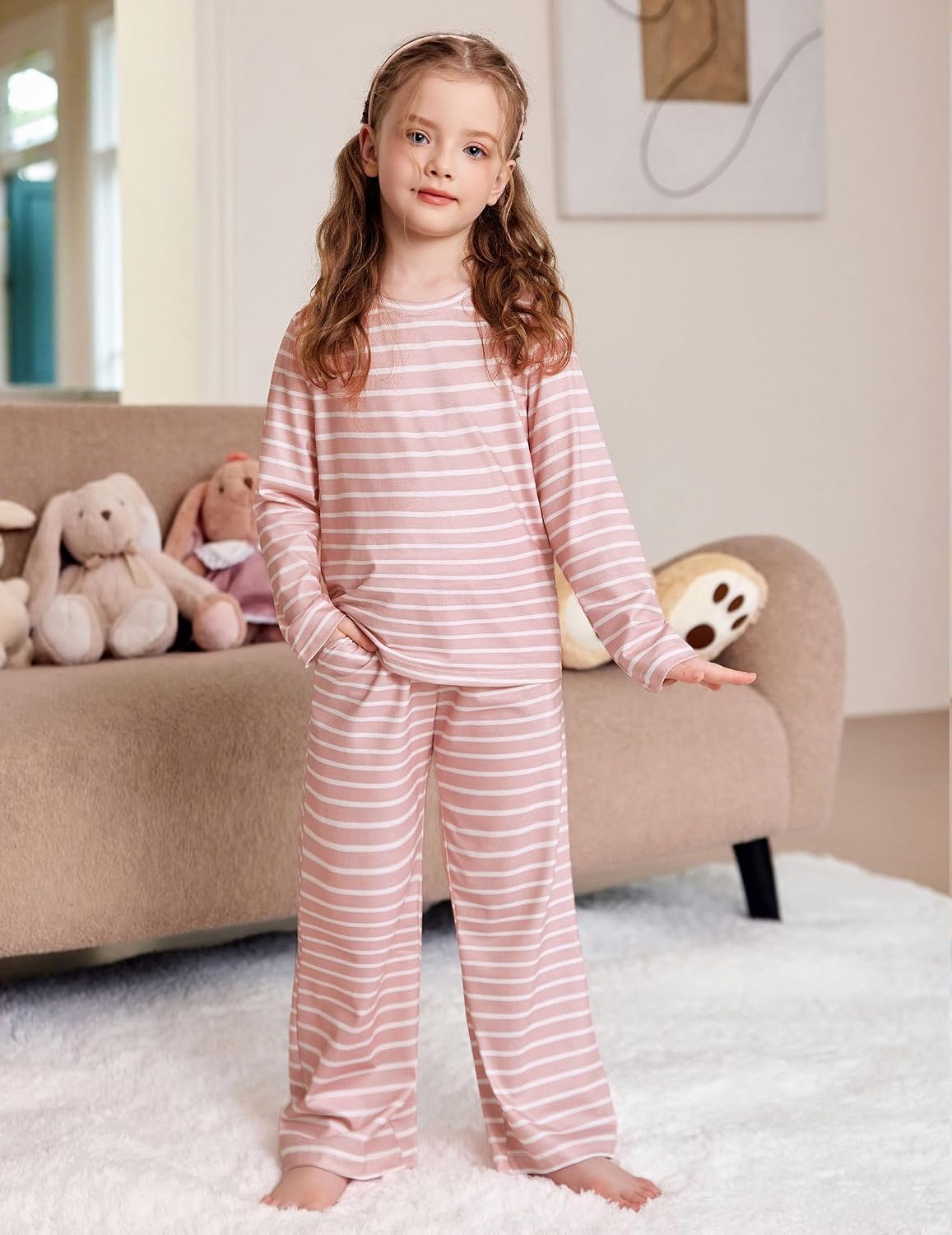 Arshiner Pajamas Set for Girls Long Sleeve & Pants Pjs Soft Lounge Sets