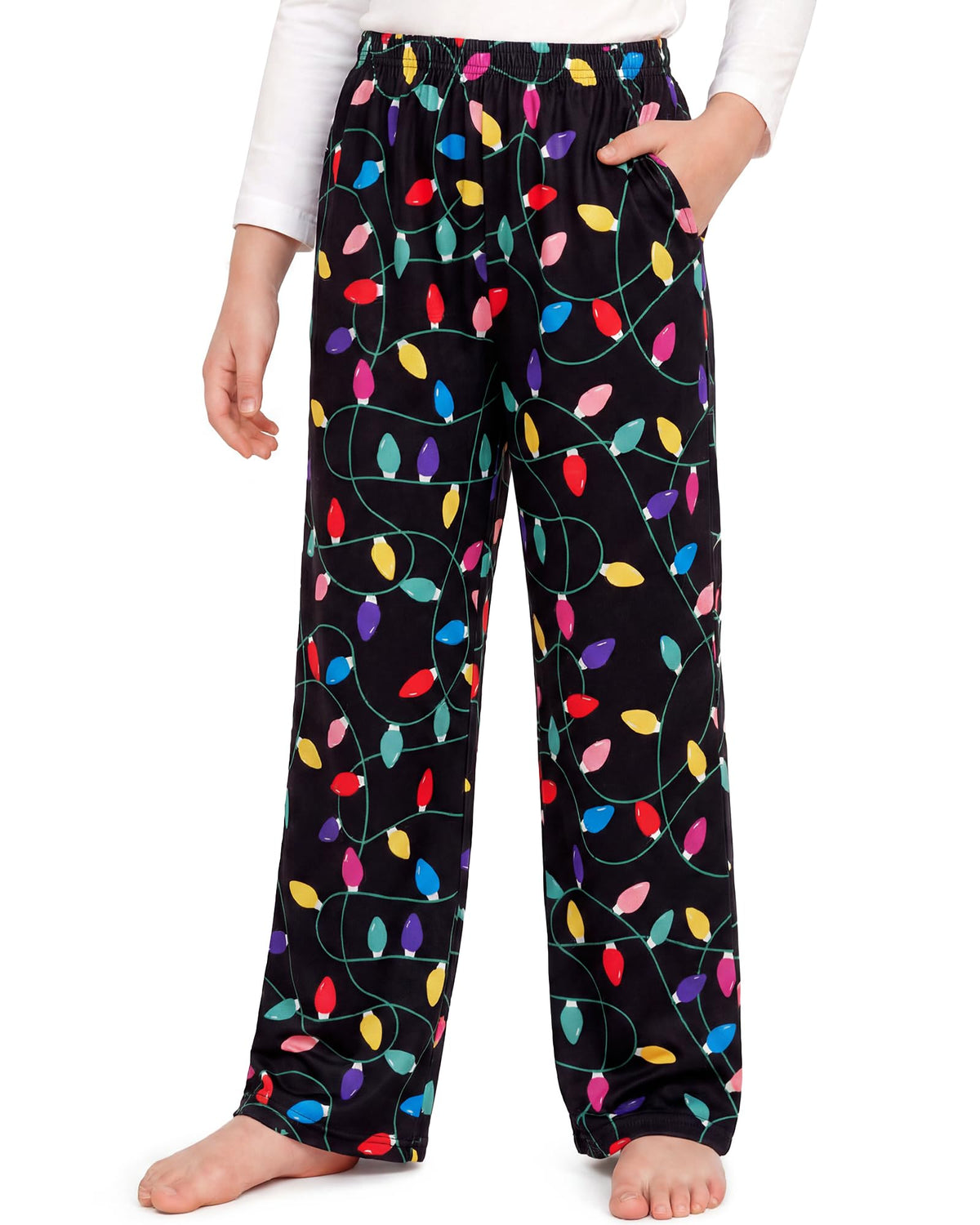 HONGTEYA Girls Christmas Pants with Pockets Soft Long Plaid Bottom