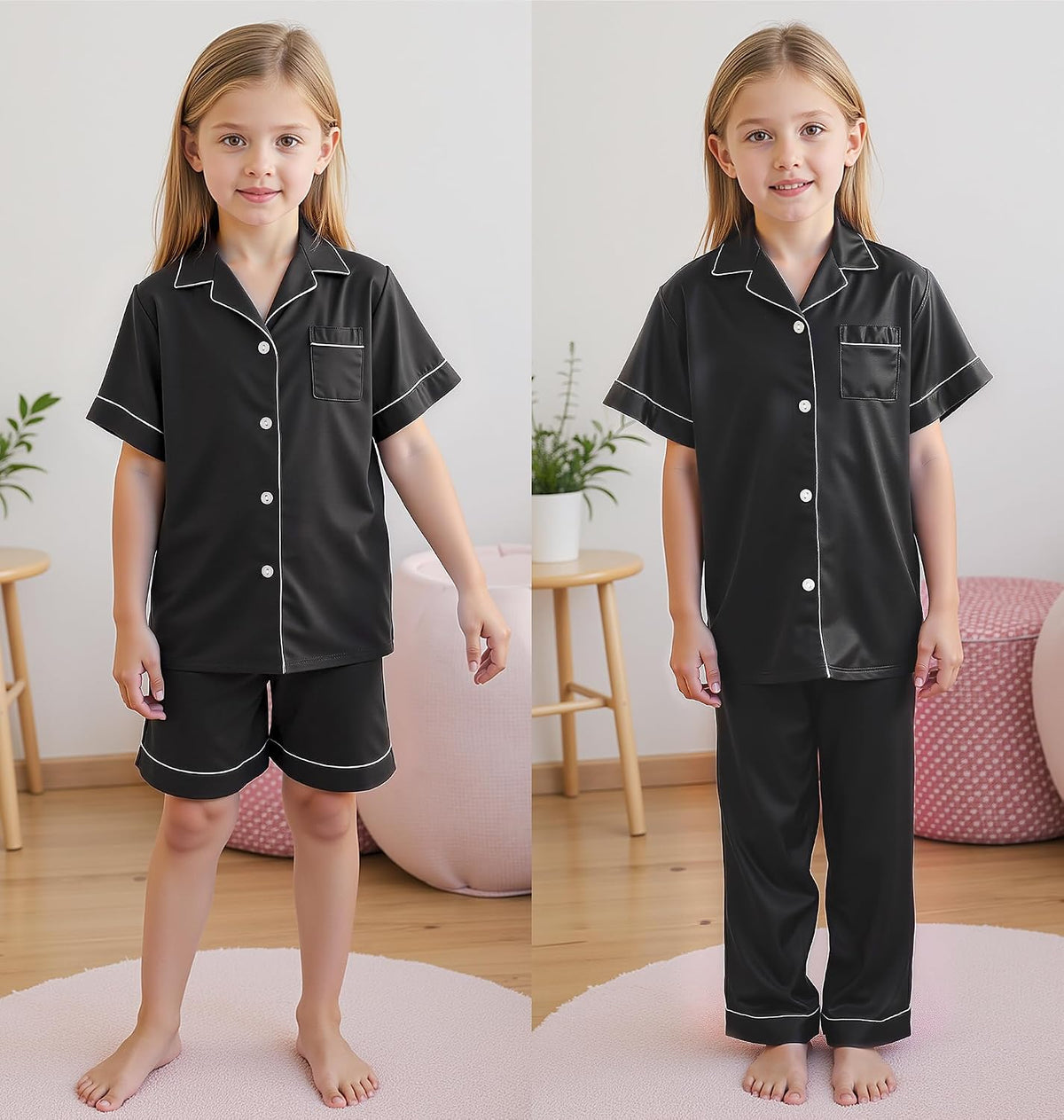 HONGTEYA 3 Piece Girls Clothes Set, Silk Satin Teens Outfit Size 8-15 Years