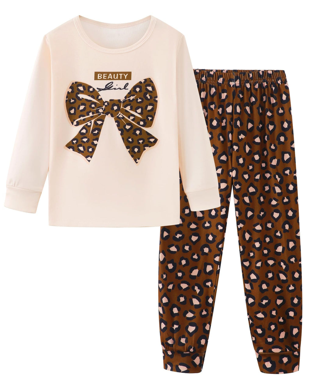 Mikrdoo Girls Pajamas Set Long Sleeve Top and Pants 2 Piece Sleepwear