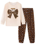 Mikrdoo Girls Pajamas Set Long Sleeve Top and Pants 2 Piece Sleepwear