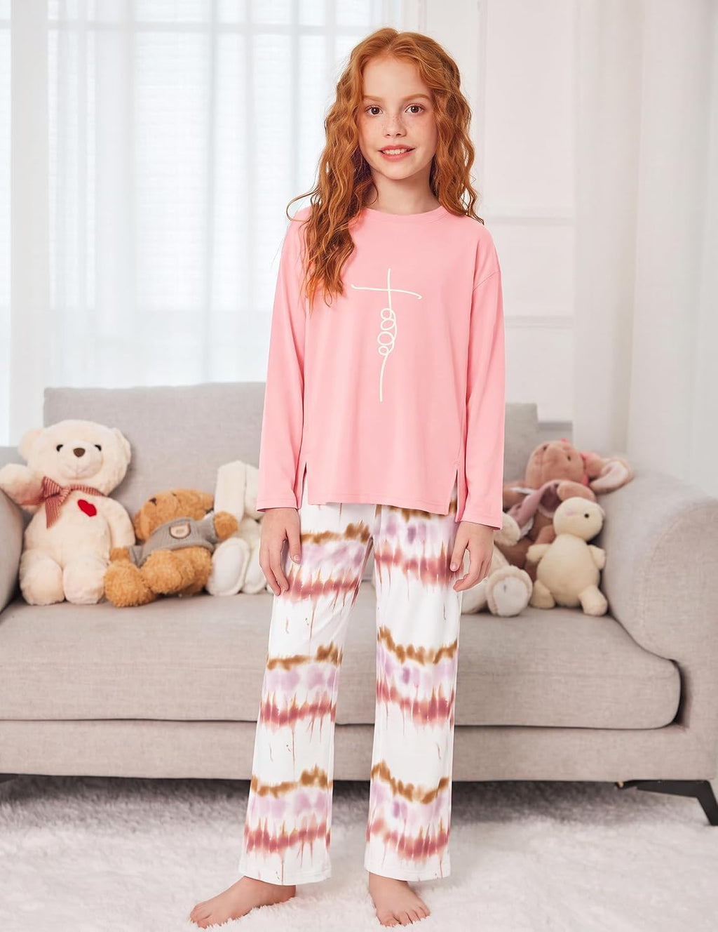 Arshiner Girls Pajamas Cute Long Sleeve and Pants Pjs Set Kids Sleepwear