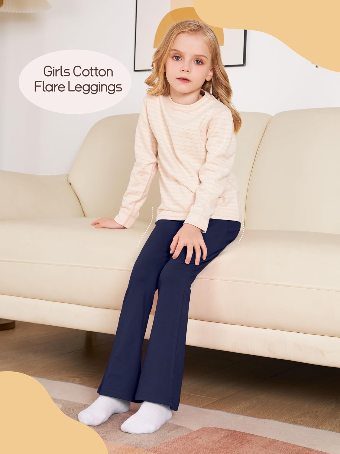 4 Pack Girls Flare Leggings Cotton Kids Bell Bottoms Pants for Yoga & Dance