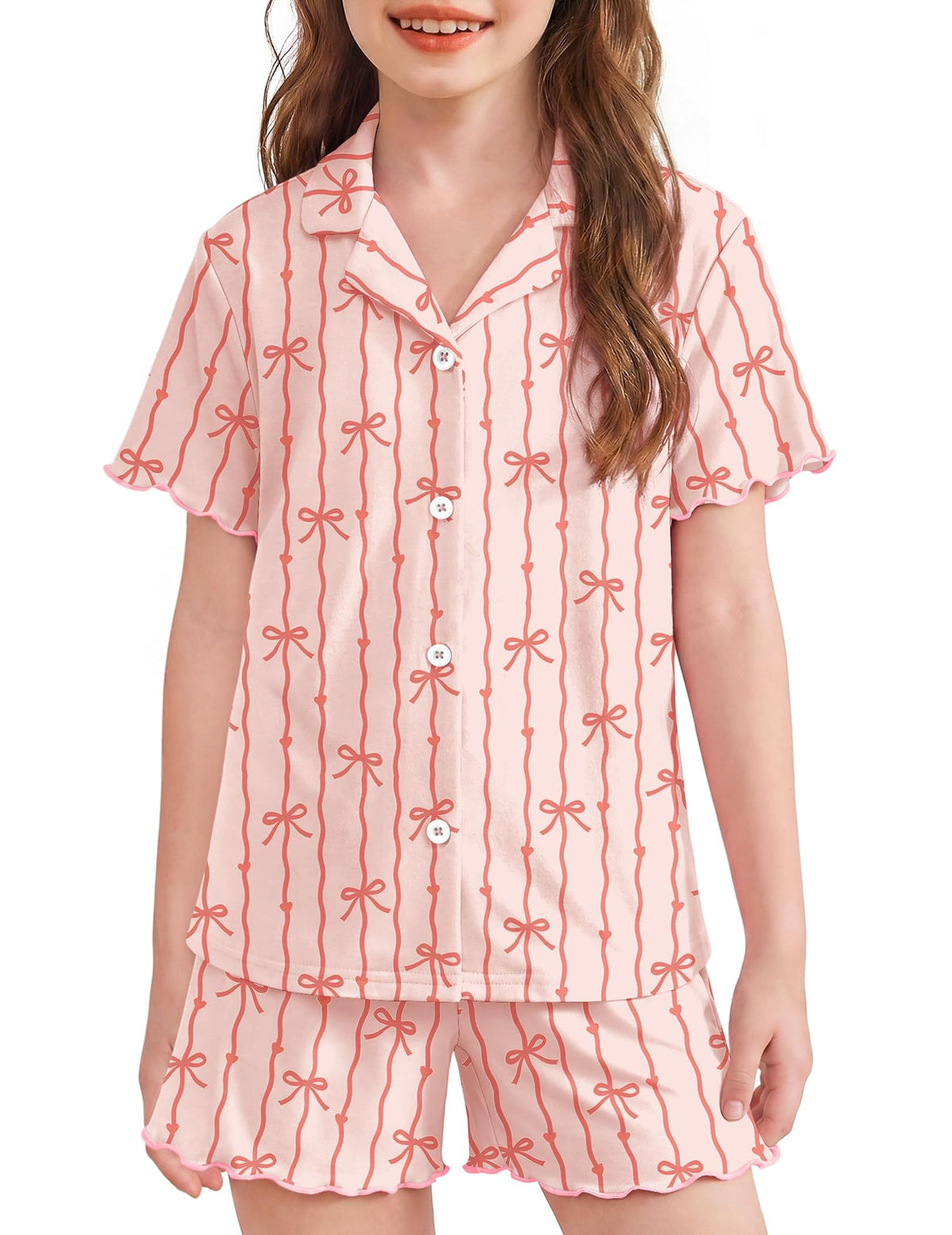 Arshiner Girls Pajamas Button Down Short Set Cute Pjs Soft Sleepwear