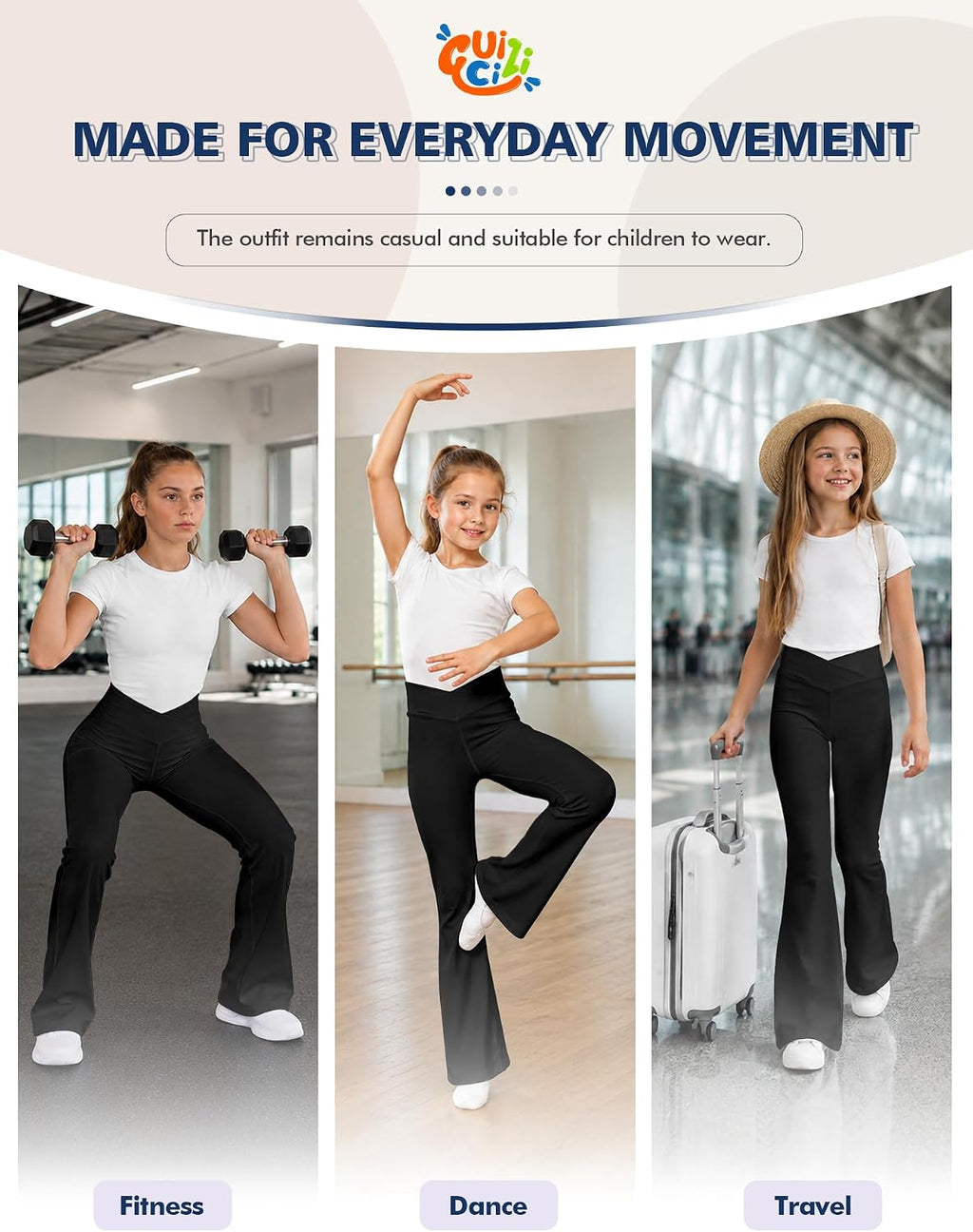 Girl's Leggings Flare Pants Cross High Waisted Yoga Bootcut Pants Toddler Kids Youth Full Length Bell Bottoms Legging