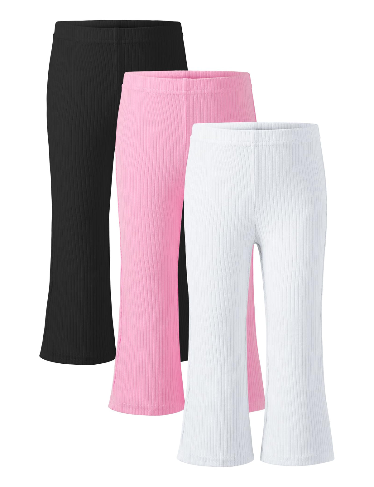 3 Pack Toddler Girl Flare Pants Baby Girls Ribbed Leggings Infant Bell Bottoms Clothes Size 18M-5T