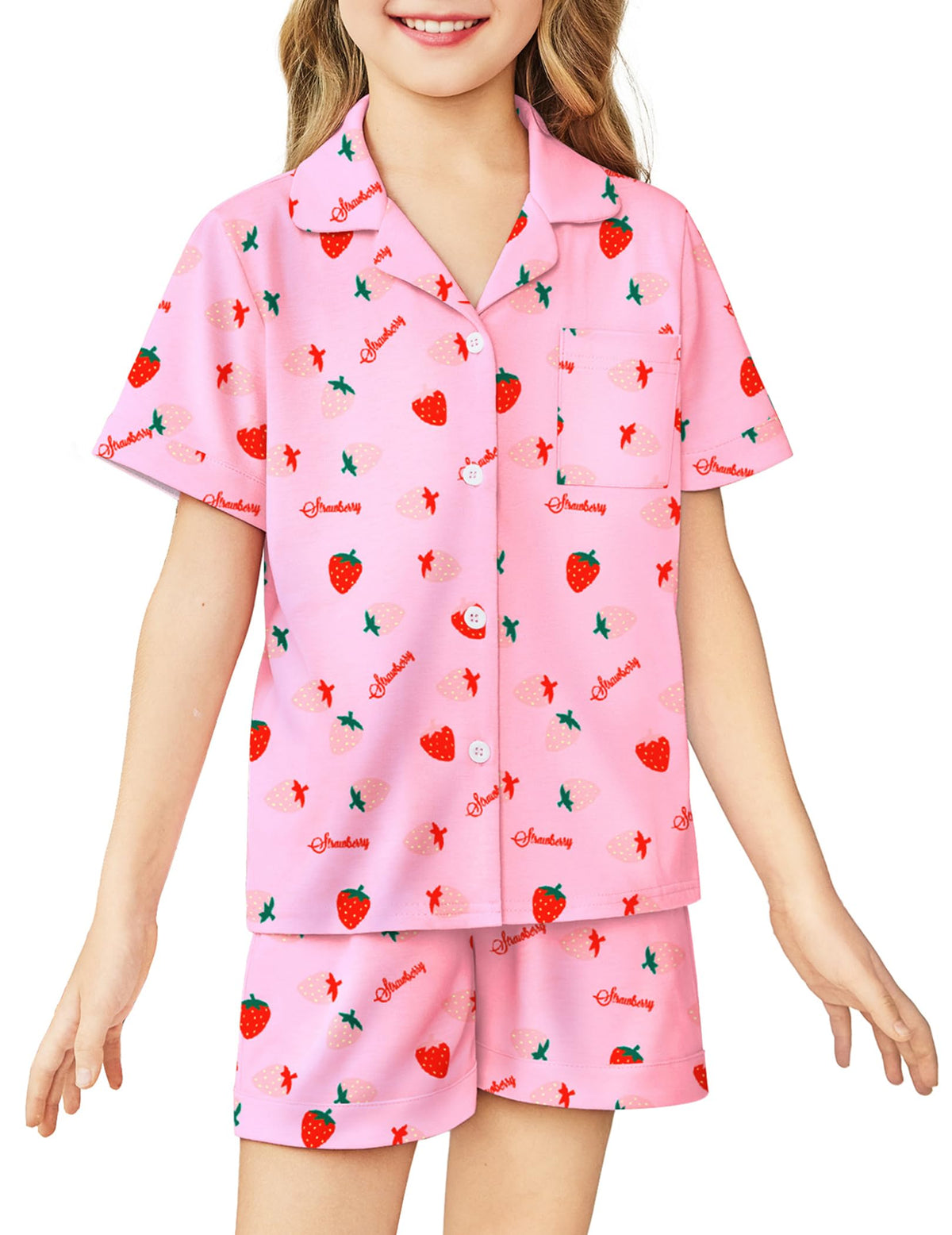 Arshiner Girls Pajamas Sets Short Sleeve Kids Pjs Button Down Sleepwear