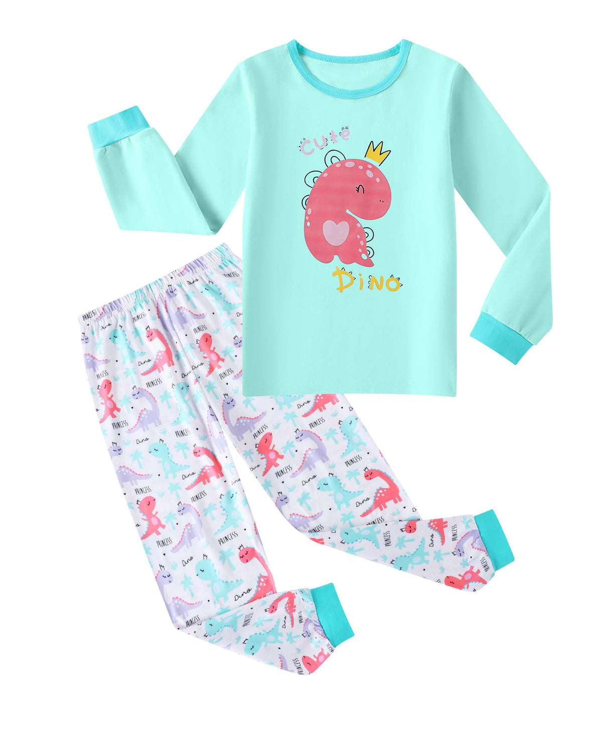 CARETOO Girls Pajamas Kids Cotton Pajama Sets 2-Piece Long Sleeve Pjs Comfy Girls Sleepwear for 4-12 Years