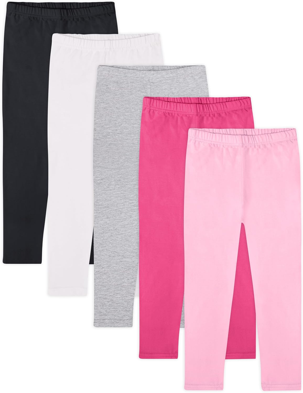 FEQO 5 Pack Toddler Girls Cotton Leggings Full Length Tight Pants 1-5T