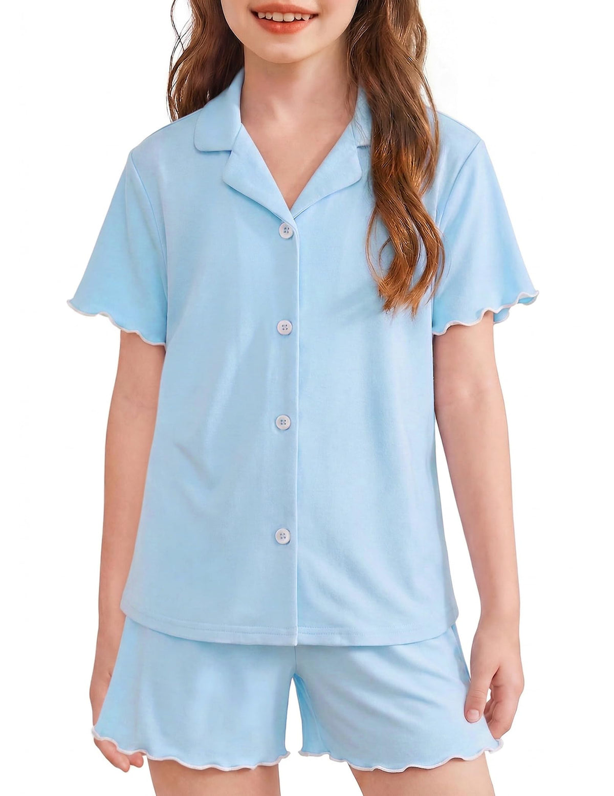 Arshiner Girls Pajamas Button Down Short Set Cute Pjs Soft Sleepwear