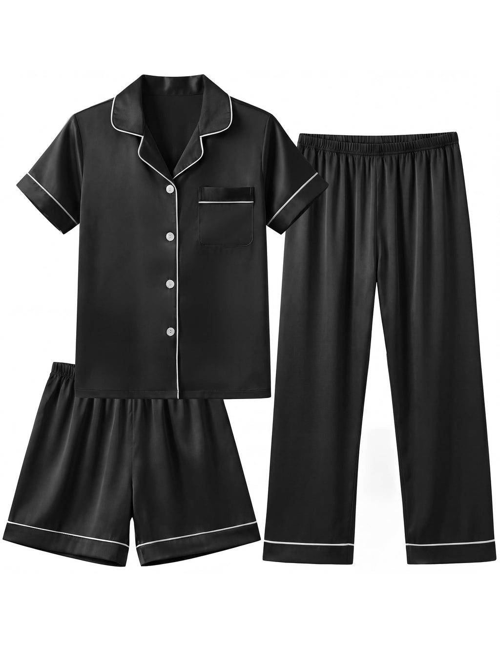 Yoofoss Girls Pajamas Set Kids Satin Pjs Short Sleeves Sleepwear